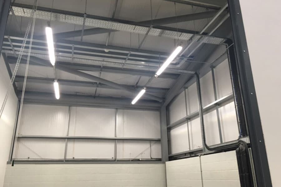 Example of lighting industrial strip lighting installed at Thales
