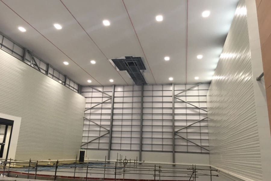 Example of industrial ceiling lighting installed at Thales